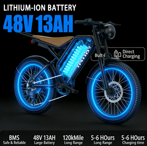 Tourii K20 20 inch 48V lithium battery beach off-road electric snowmobile, fat tire four-wheel electric motorcycle, electric bicycle