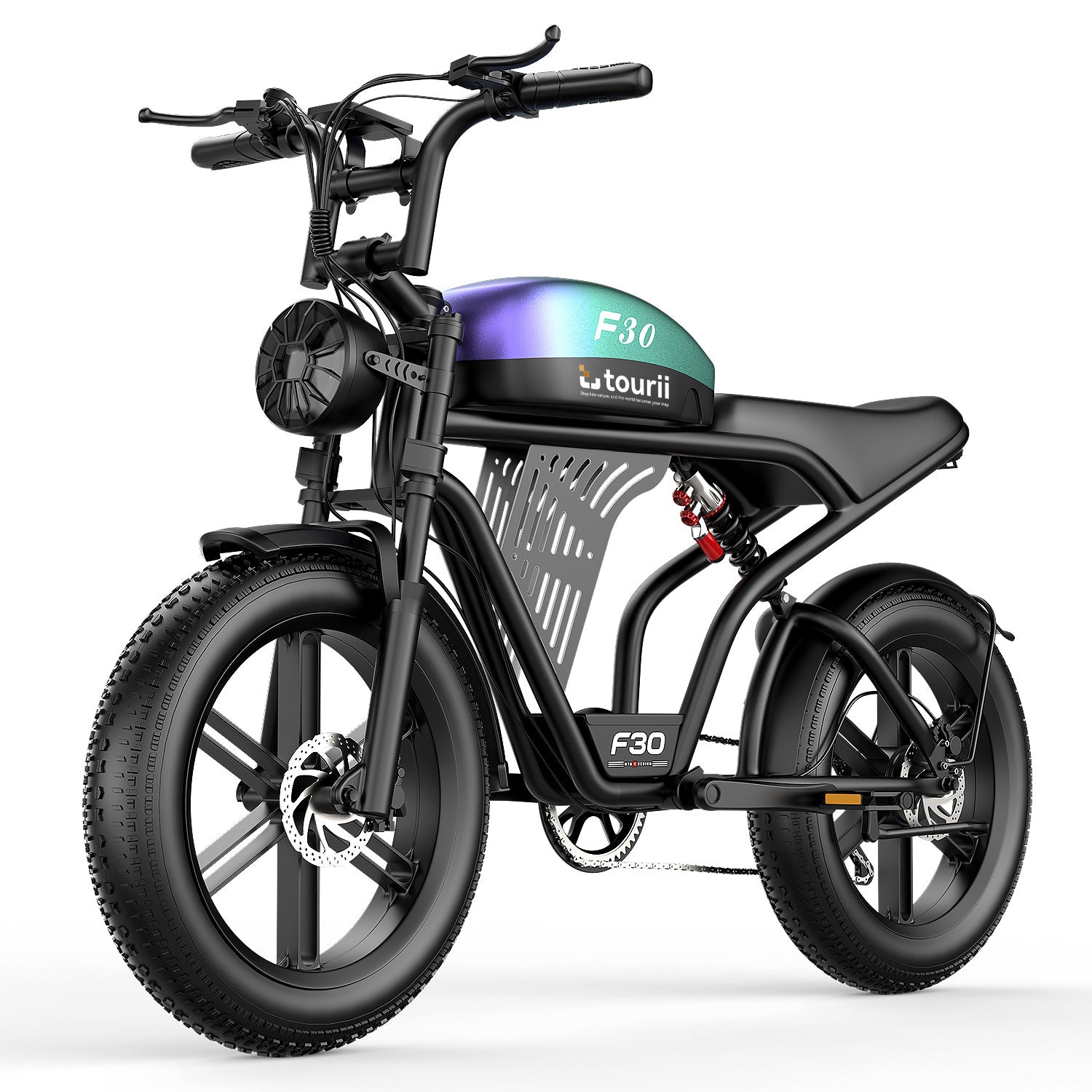 Tourii F30 20 inch adult electric bicycle, peak 1500W, LCD instrument all terrain off-road electric vehicle, suitable for mountains, snow, sand and highways