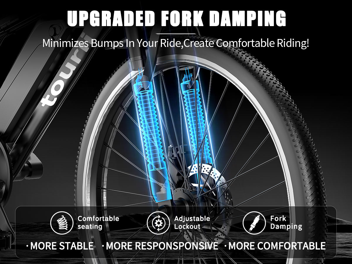 Tourii G26 Black 26-Inch High-Carbon Steel Frame Electric Bike