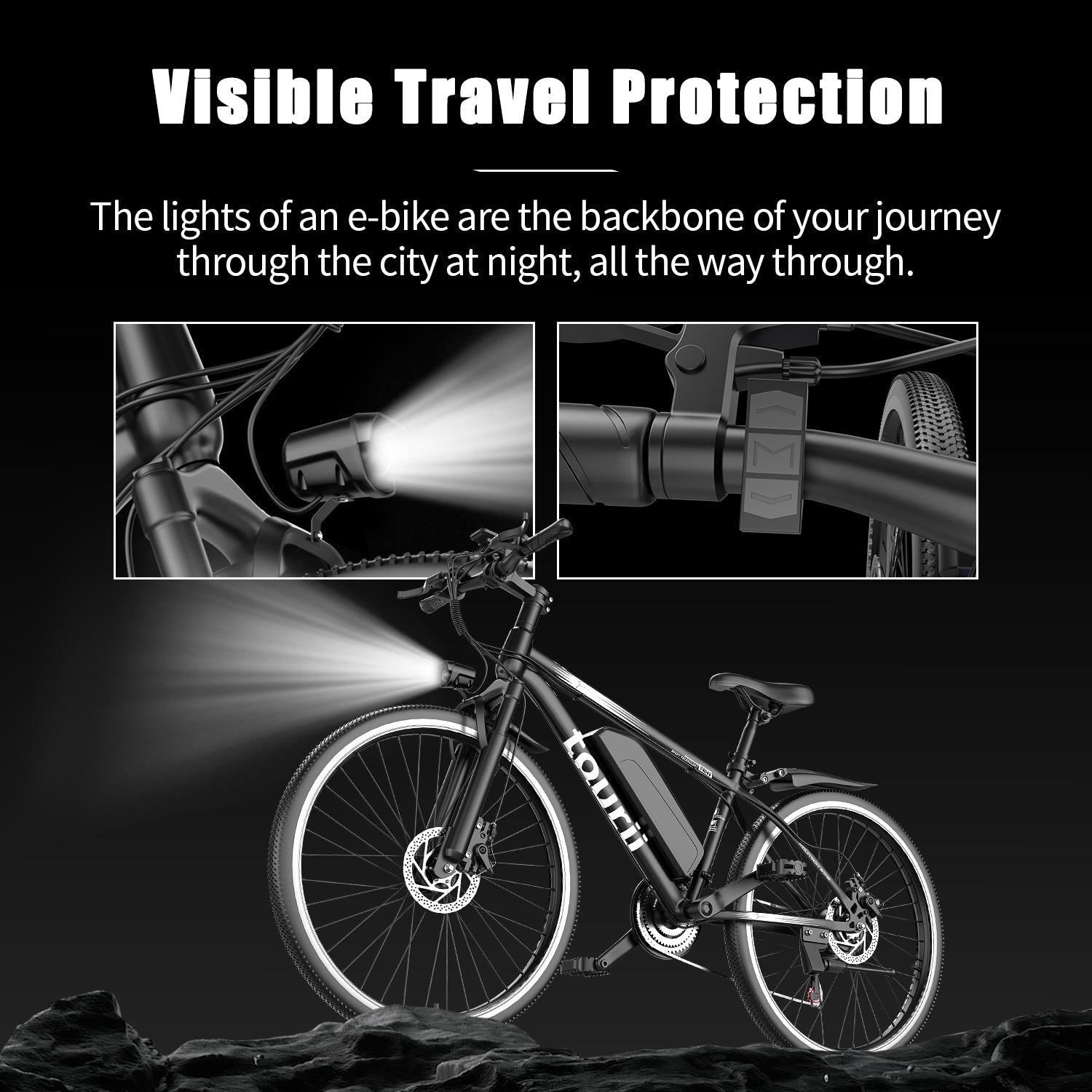 Tourii G26 Black 26-Inch High-Carbon Steel Frame Electric Bike