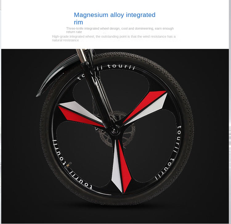 Mountain bike 18/20/22 inch 21 speed dual disc brake shift bike with headlights, suitable for children aged 8-12-15 (black and red)