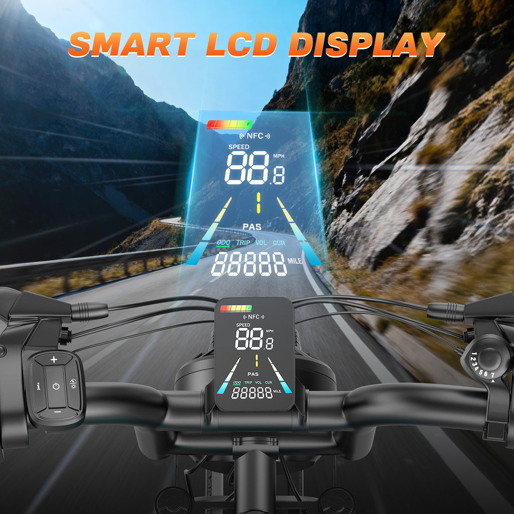 Tourii F30 20 inch adult electric bicycle, peak 1500W, LCD instrument all terrain off-road electric vehicle, suitable for mountains, snow, sand and highways