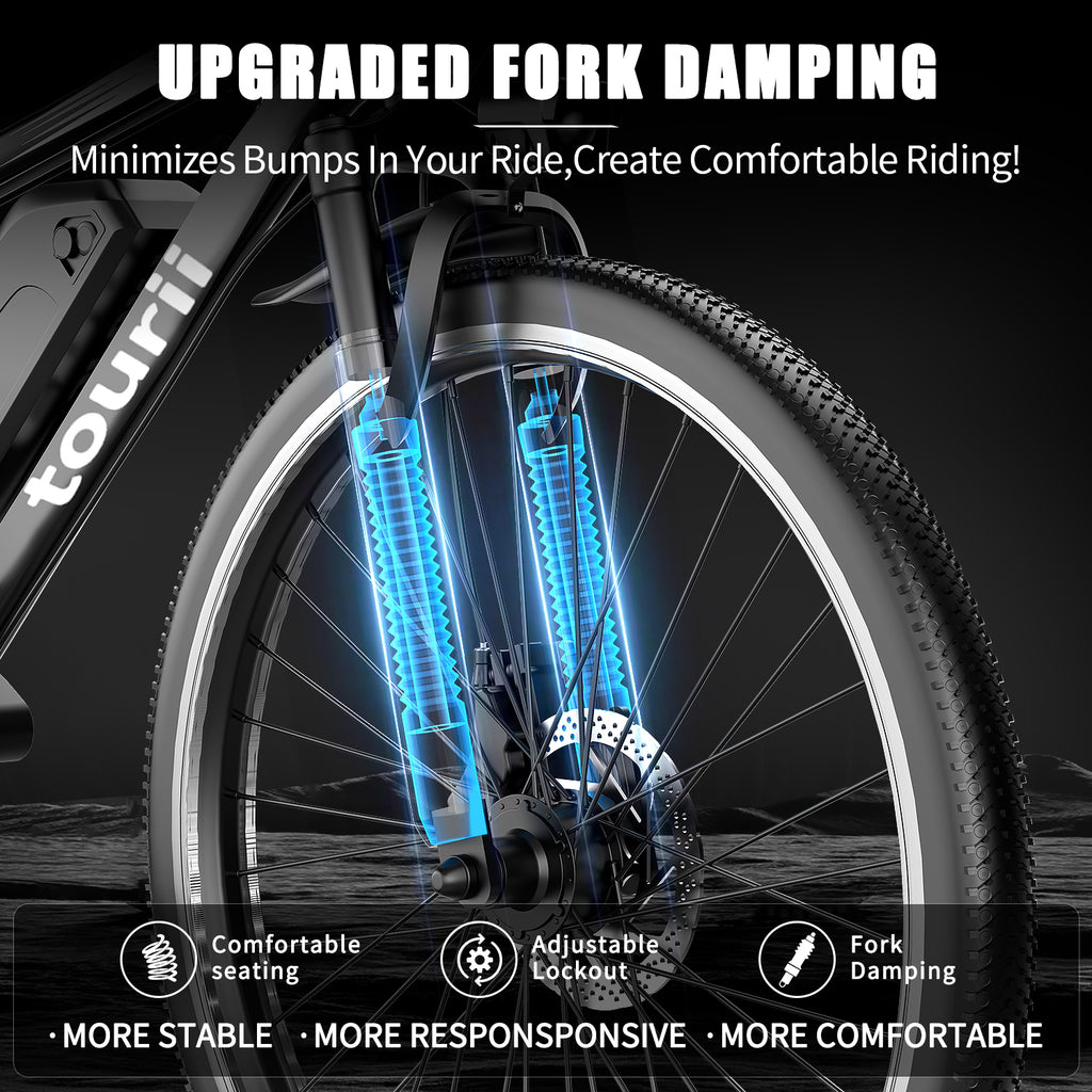 Tourii G26 Black 26-Inch High-Carbon Steel Frame Electric Bike