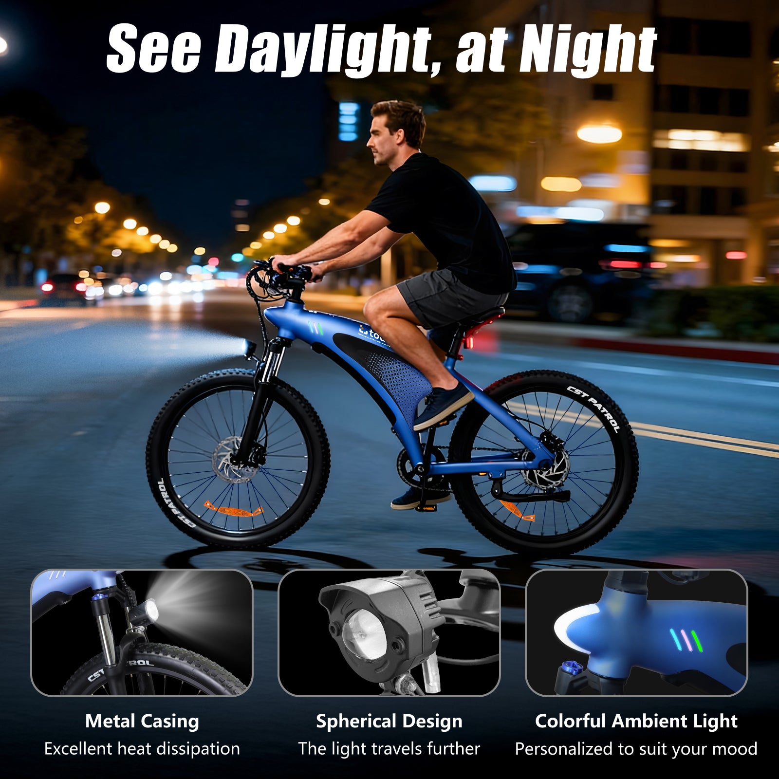 Tourii Q5 high-power mountain bike, off-road assisted variable speed adult commuting electric bike, aluminum alloy bike riding