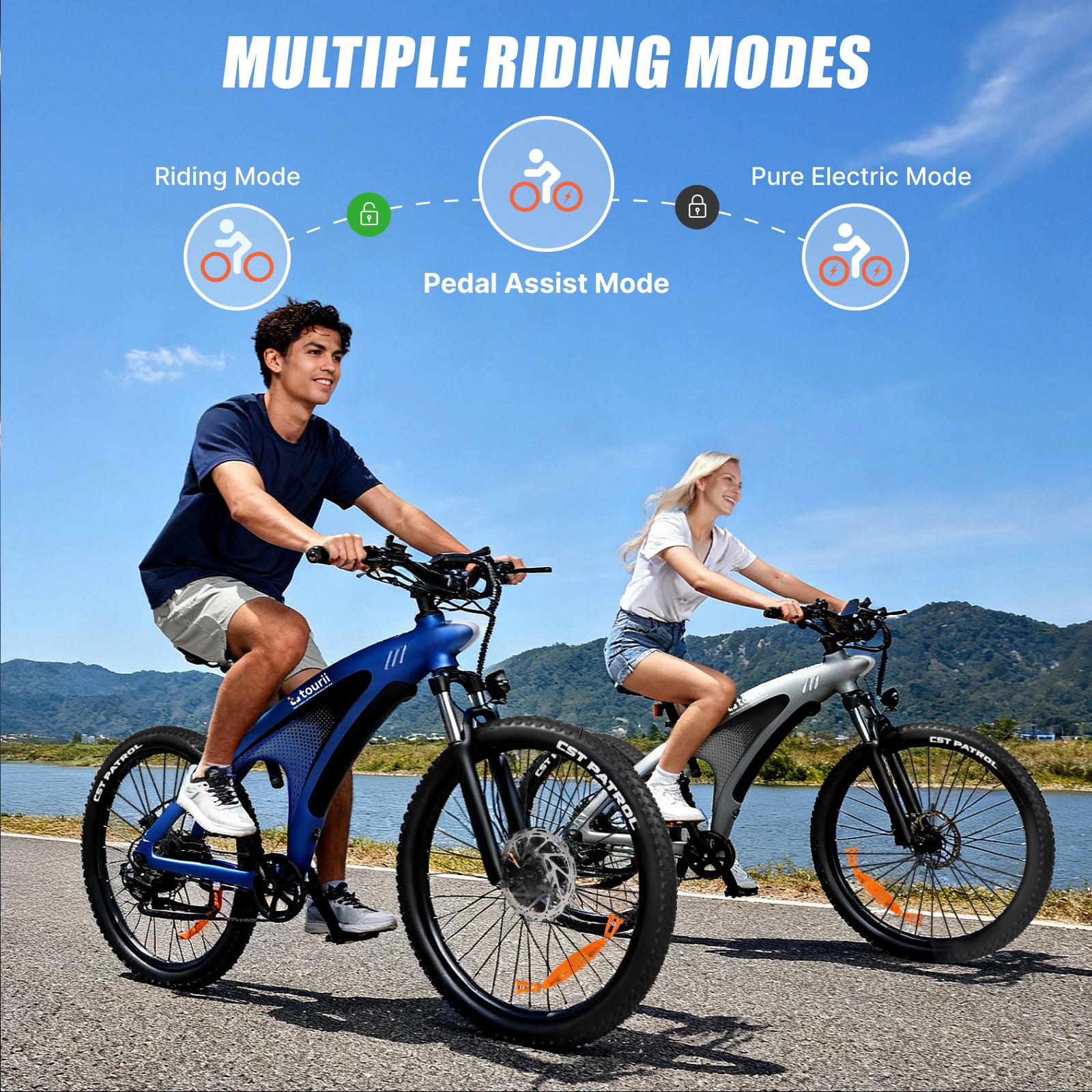 Tourii Q5 high-power mountain bike, off-road assisted variable speed adult commuting electric bike, aluminum alloy bike riding