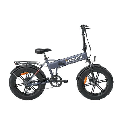 Tourii EP-2 20 inch electric folding bicycle is portable, ultra light, and provides shock absorption assistance for mountain bikes