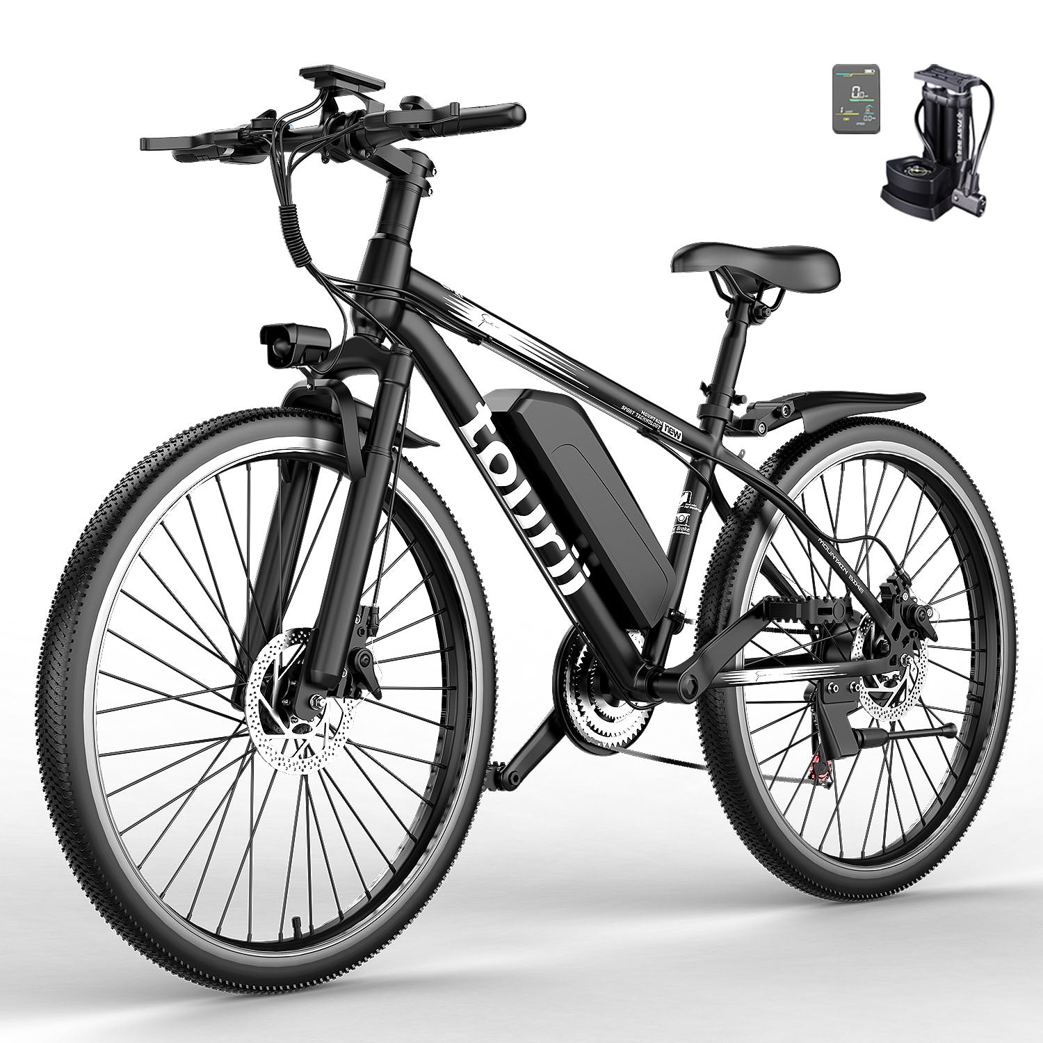 Tourii G26 Black 26-Inch High-Carbon Steel Frame Electric Bike