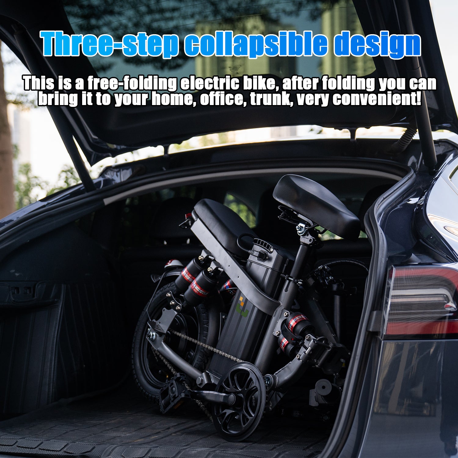 Tourii F12 Black 14 Inch Folding Electric Bicycle